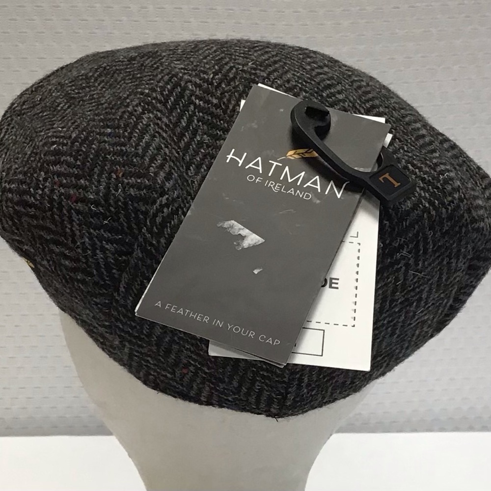 Men's Charcoal Herringbone Cap - Picture 8 of 8